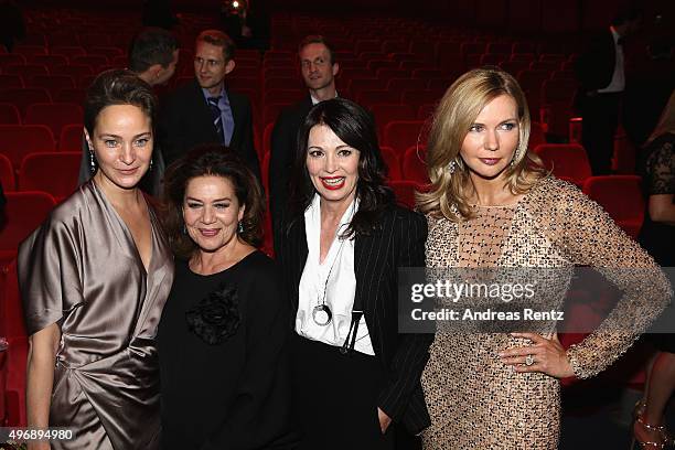 Jeanette Hain, Hannelore Elsner, Iris Berben and Veronica Ferres are seen after the Bambi Awards 2015 show at Stage Theater on November 12, 2015 in...