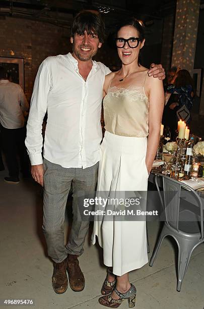 Alex James and Claire Neate-James attend an intimate dinner party hosted by Alice Temperley to celebrate 15 years of Temperley at GWP Studio on...