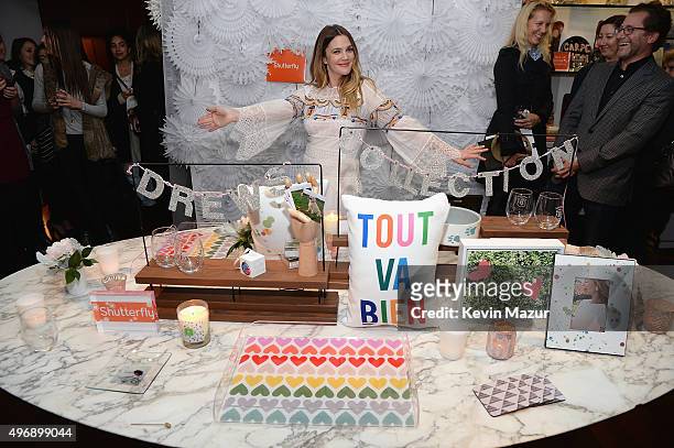 Drew Barrymore unveils her curated Shutterfly collection at a holiday gifting event at Hudson Hotel on November 12, 2015 in New York City.