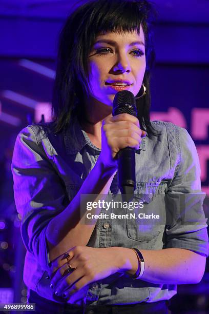 Singer Carly Rae Jepsen performs on stage at Macy's Herald Square on November 12, 2015 in New York City.