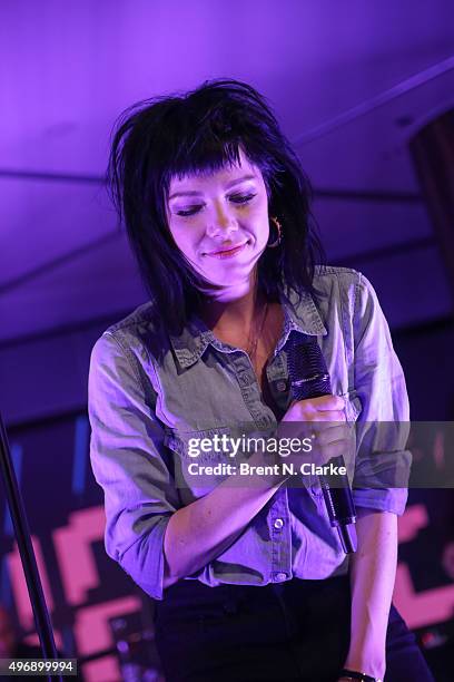 Singer Carly Rae Jepsen performs on stage at Macy's Herald Square on November 12, 2015 in New York City.