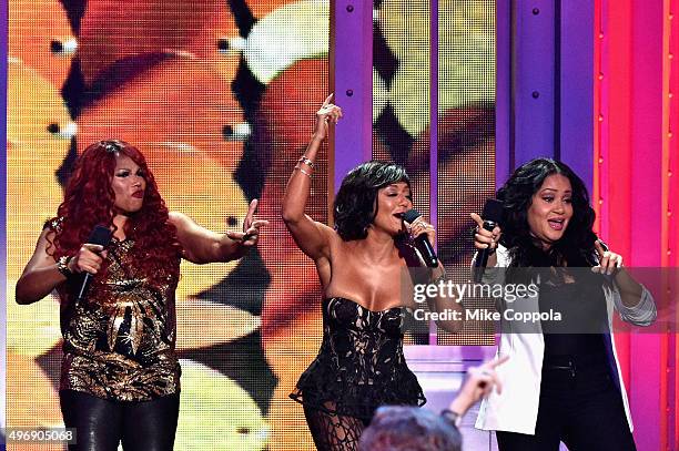 Mel B performs onstage with Sandra Denton and Cheryl James of Salt-N-Pepa at the VH1 Big Music in 2015: You Oughta Know Concert at The Armory...