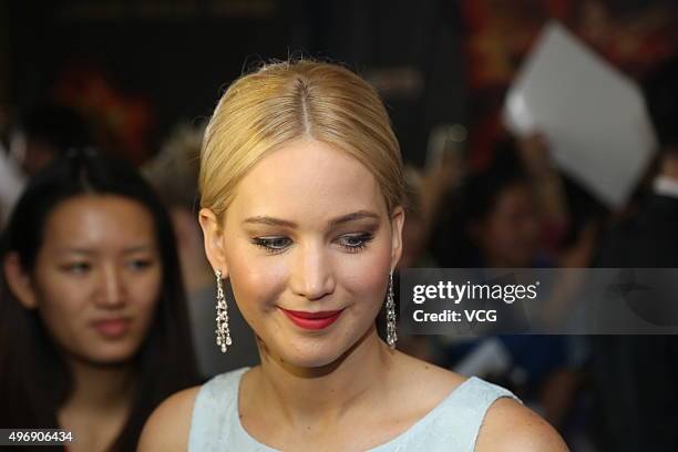 Actress Jennifer Lawrence attends 'Los Juegos Del Hambre: Sinsajo - Part 2' premiere at the Solana on November 12, 2015 in Beijing, China.