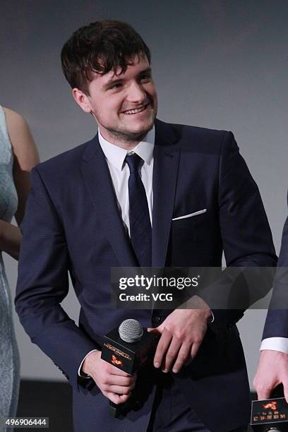 Actor Josh Hutcherson attends 'Los Juegos Del Hambre: Sinsajo - Part 2' premiere at the Solana on November 12, 2015 in Beijing, China.