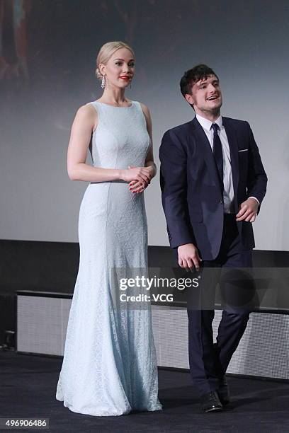 Actress Jennifer Lawrence and actor Josh Hutcherson attend 'Los Juegos Del Hambre: Sinsajo - Part 2' premiere at the Solana on November 12, 2015 in...