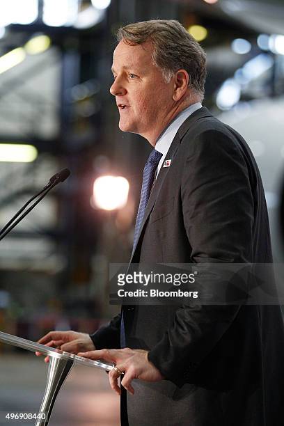 William Douglas "Doug" Parker, chairman and chief executive officer of American Airlines Group Inc., speaks during a news conference at Sydney...