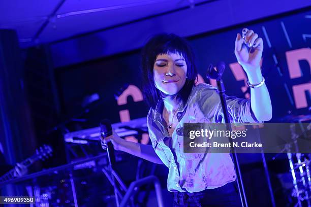 Singer Carly Rae Jepsen performs on stage at Macy's Herald Square on November 12, 2015 in New York City.