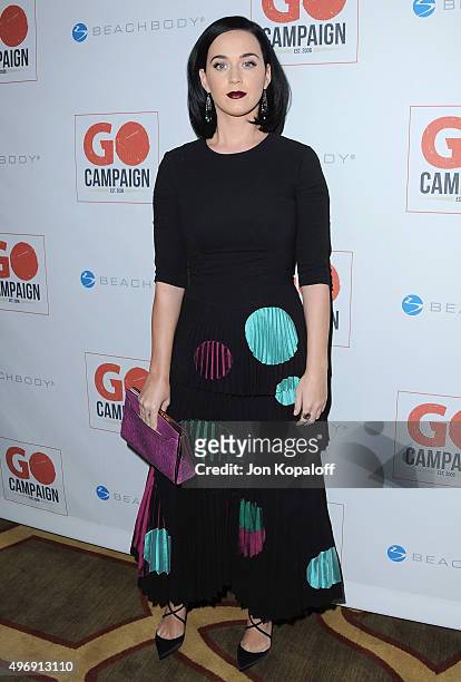 Singer Katy Perry arrives at the 8th Annual GO Campaign Gala at Montage Beverly Hills on November 12, 2015 in Beverly Hills, California.