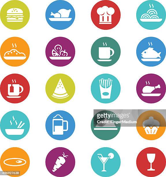food icons set - bird chefs hat stock illustrations