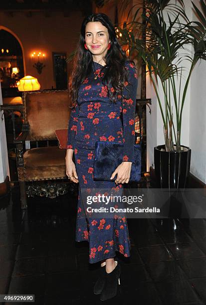 Actress Shiva Rose joins NET-A-PORTER as they celebrate Hollywood style at Chateau Marmont on November 12, 2015 in Los Angeles, California.