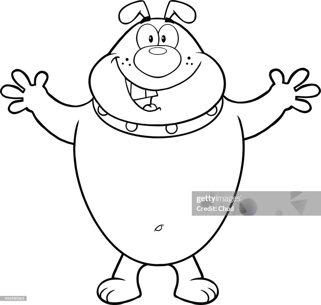 Black and White Happy Bulldog With Open Arms