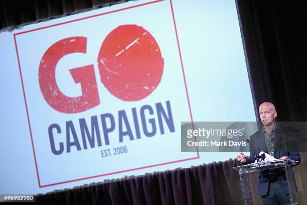 Founder and CEO of GO Campaign Scott Fifer speaks onstage during the 8th Annual GO Campaign Gala at Montage Beverly Hills on November 12, 2015 in...