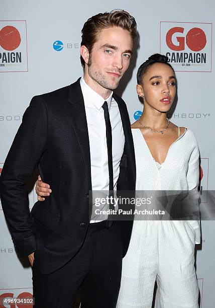 Actor Robert Pattinson and Singer FKA twigs attend the 8th Annual GO Campaign Gala at Montage Beverly Hills on November 12, 2015 in Beverly Hills,...
