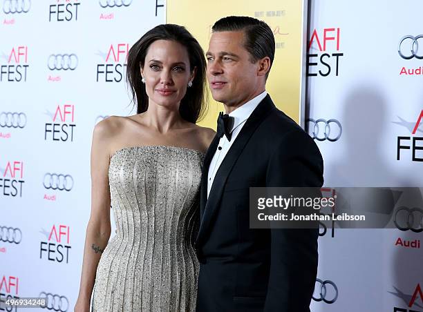 Writer-director-producer-actress Angelina Jolie Pitt and actor-producer Brad Pitt attend Audi at the opening night gala premiere of 'By the Sea'...