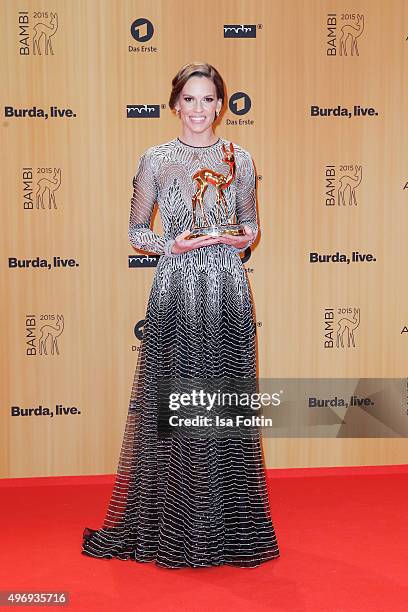 Award winner Hilary Swank attends the Kryolan At Bambi Awards 2015 - Red Carpet Arrivals on November 12, 2015 in Berlin, Germany.