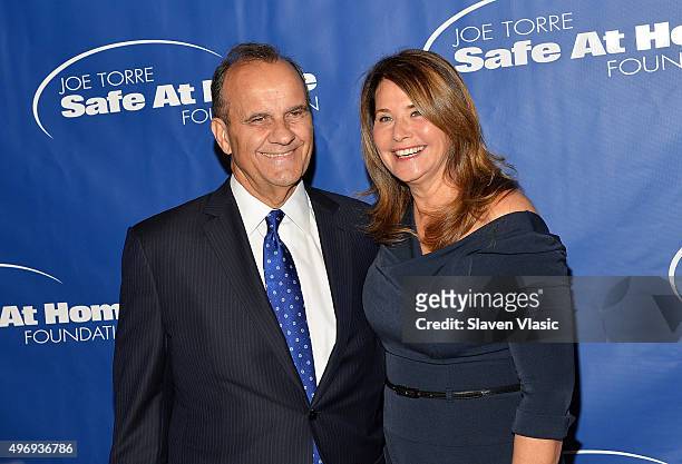 Joe Torre and Lorraine Bracco attend Joe Torre Safe At Home Foundation's 13th Annual Celebrity Gala at Cipriani Downtown on November 12, 2015 in New...