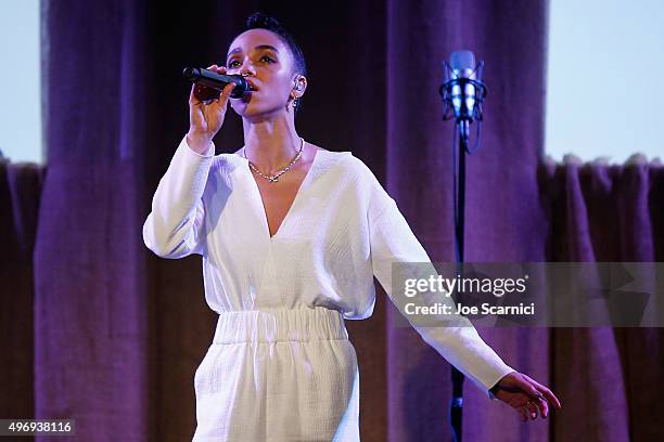 Twigs performs at the 8th Annual GO Campaign Gala at Montage Beverly Hills on November 12, 2015 in Beverly Hills, California.