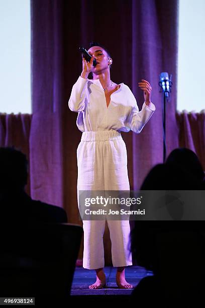 Twigs performs at the 8th Annual GO Campaign Gala at Montage Beverly Hills on November 12, 2015 in Beverly Hills, California.