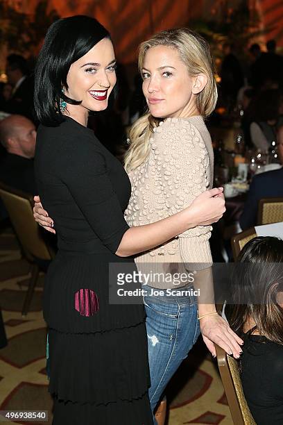 Katy Perry and Kate Hudson attend the 8th Annual GO Campaign Gala at Montage Beverly Hills on November 12, 2015 in Beverly Hills, California.