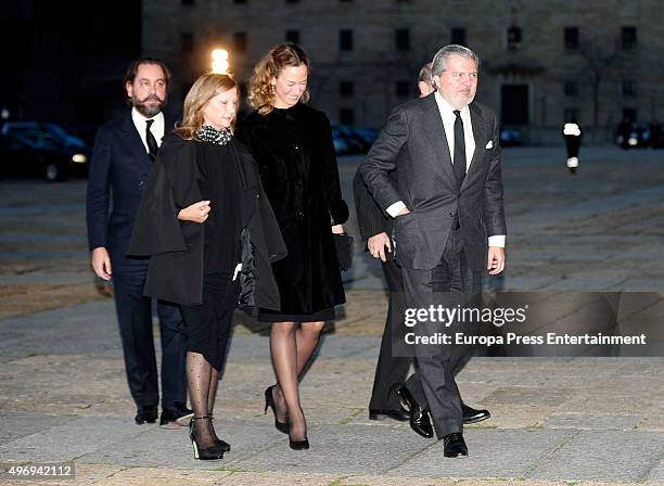 Inigo Mendez de Vigo and Maria Perez de Herrasti y Urquijo attend a mass service for Spain's Duke of Calabria, Carlos de Borbon Dos Sicilias on...