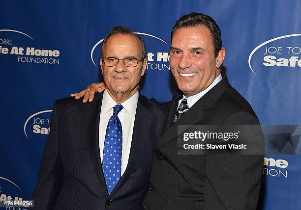 Joe Torre and Lee Mazzilli attend Joe Torre Safe At Home Foundation's 13th Annual Celebrity Gala at Cipriani Downtown on November 12, 2015 in New...