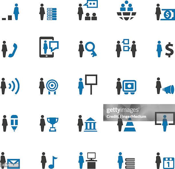 human resources and management icons set - presentation folder stock illustrations