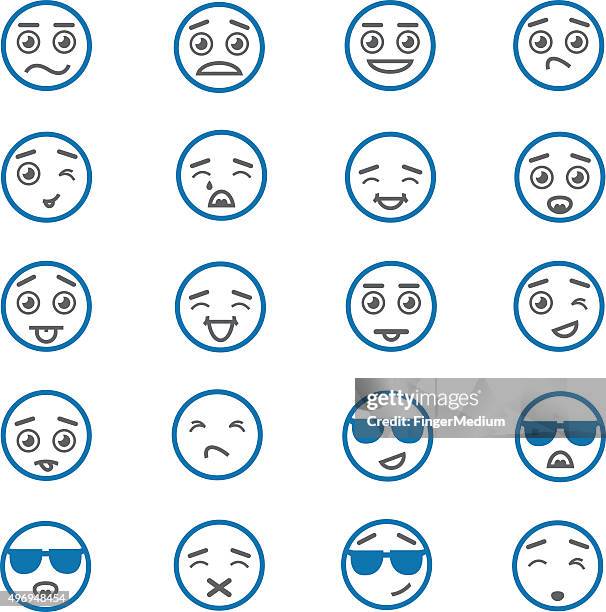 smiley faces icons set - curious face stock illustrations