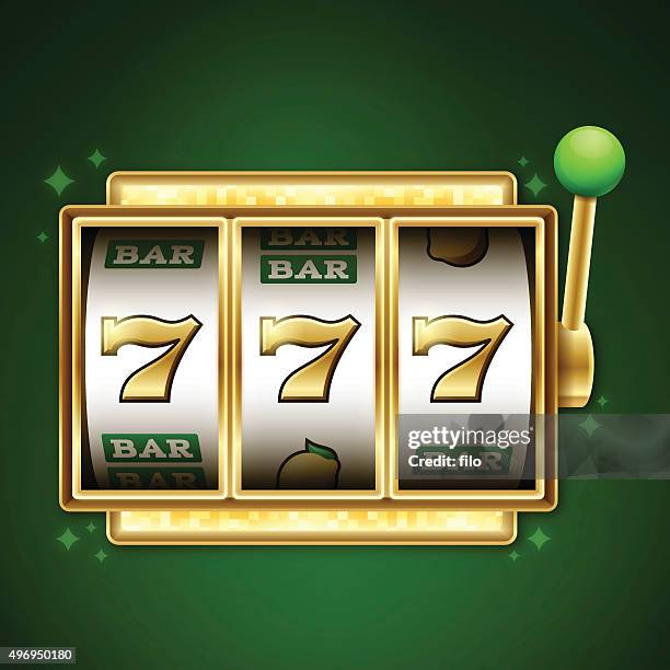 stockillustraties, clipart, cartoons en iconen met slot machine jackpot - loterij-kansspel