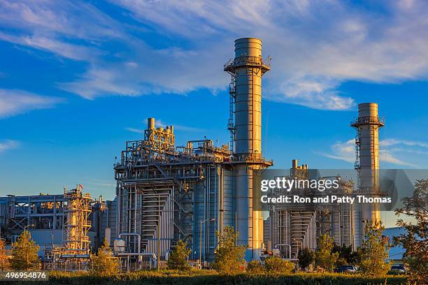 natural gas fired turbine power plant,fall,field,ca - power station stock pictures, royalty-free photos & images