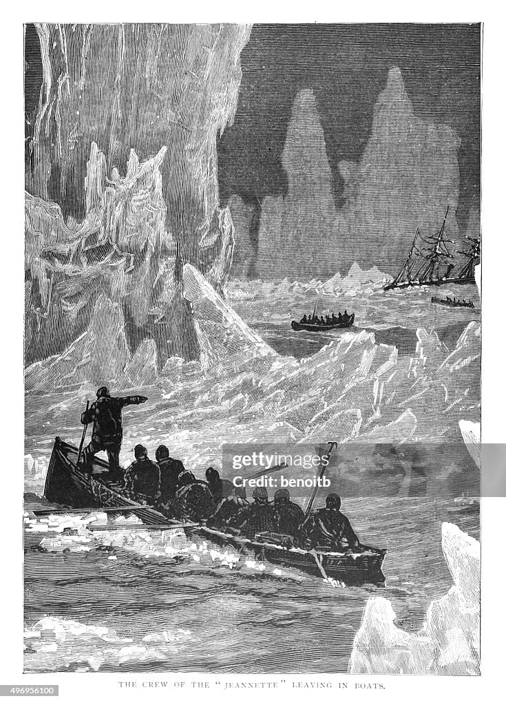 Crew of the Jeannette leaving in boats