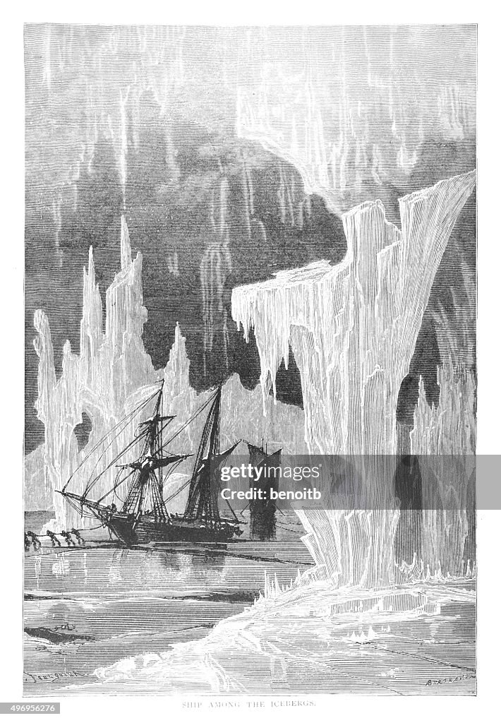 Ship among the icebergs