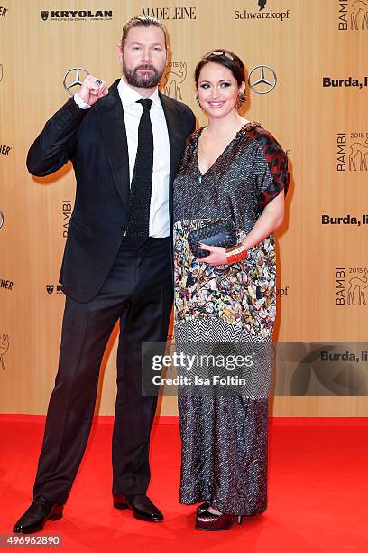 Rea Garvey and his wife Josephine Garvey attend the Kryolan At Bambi Awards 2015 - Red Carpet Arrivals on November 12, 2015 in Berlin, Germany.