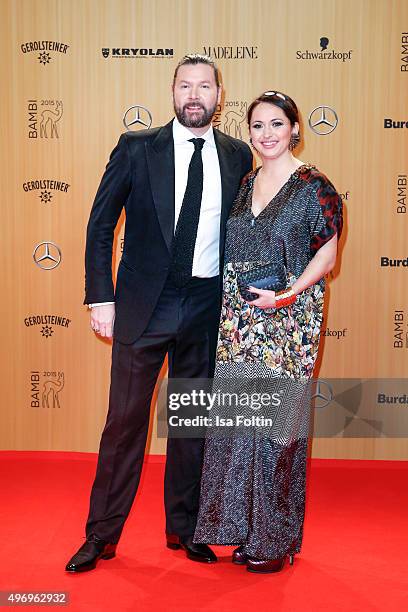 Rea Garvey and his wife Josephine Garvey attend the Kryolan At Bambi Awards 2015 - Red Carpet Arrivals on November 12, 2015 in Berlin, Germany.