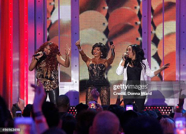 Sandy Denton, Mel B and Cheryl James appear during VH1's "Big Music In 2015: You Oughta Know" at The Foundation on November 12, 2015 in New York City.