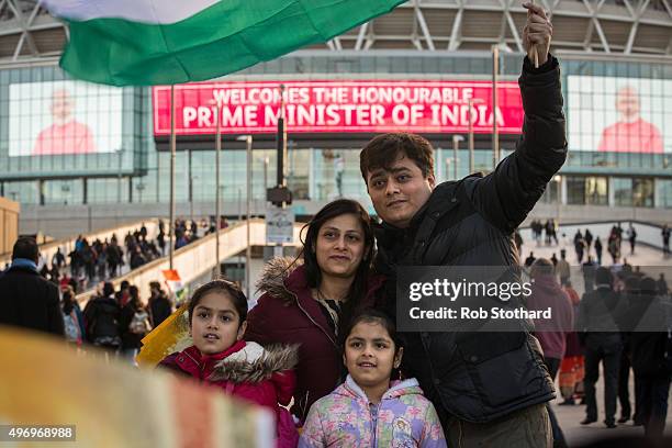 Crowds arrive at Wembley Stadium to hear Indian Prime Minister Narendra Modi speak during the second day of an official three day visit on November...