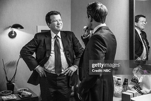 Episode 287 -- Pictured: Fox Business Networks Neil Cavuto talks with host Seth Meyers on November 11, 2015 --