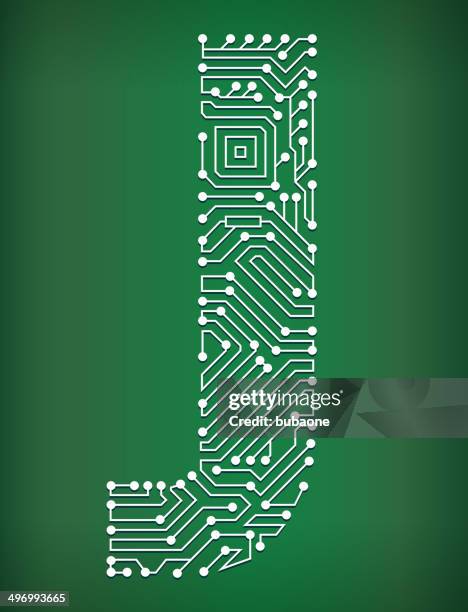 letter j circuit board royalty free vector art background - letter board stock illustrations