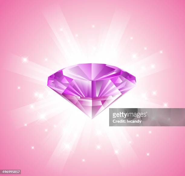 stockillustraties, clipart, cartoons en iconen met pink diamond - amethyst