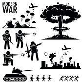 War Modern Warfare Nuclear Bomb Soldier Tank Attack Cliparts