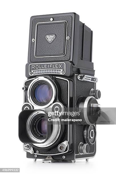 vintage camera. rolleiflex, medium format 6x6 cm. - medium format camera stockfoto's en -beelden