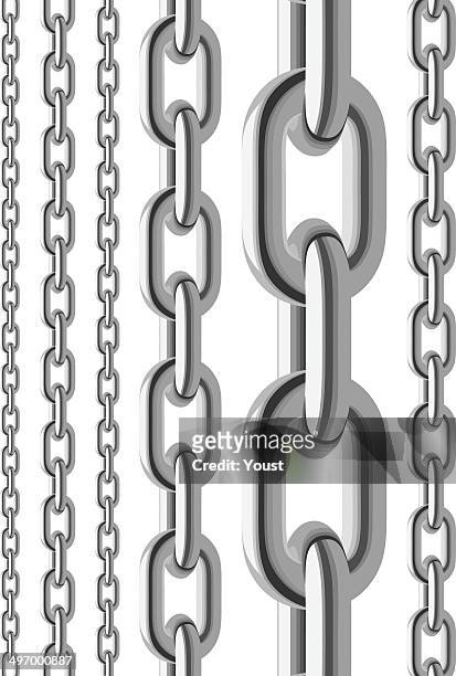 illustrazioni stock, clip art, cartoni animati e icone di tendenza di set di catene di acciaio - a chain is as strong as its weakest link