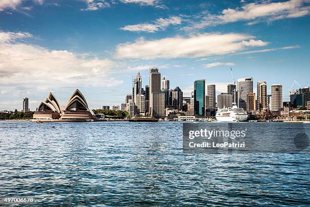 cityscape of sydney downtown and harbor - sydney harbour stock pictures, royalty-free photos & images