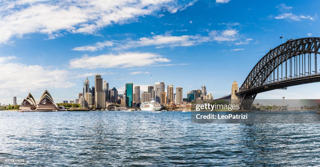 Cityscape of Sydney Downtown and Harbor Bridge