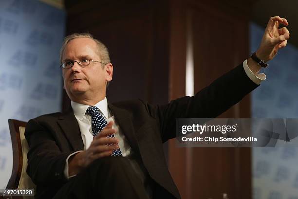 Harvard Law School professor and former 2016 Democratic presidential candidate Lawrence Lessig discusses campaign finance reform at the American...