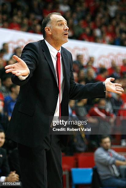 Veljko Mrsic, Headcoach of Cedevita Zagreb during the Turkish Airlines Euroleague Regular Season date 5 game between Cedevita Zagreb v Laboral Kutxa...