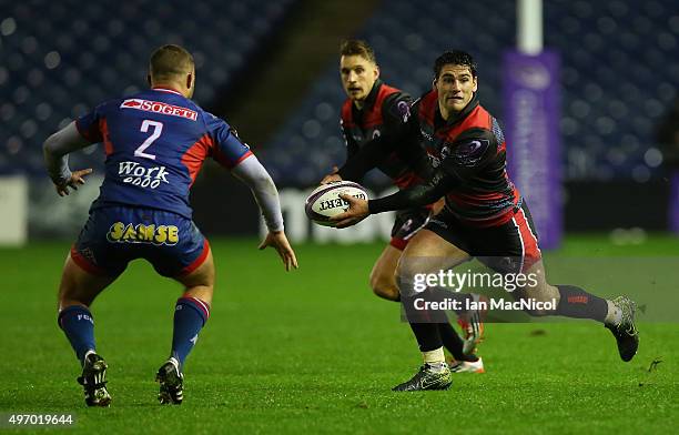 Sam Hidalgo-Clyne of Edinburgh Rugby runs with the ball during the European Rugby Challenge Cup match between Edinburgh Rugby and Grenoble at...