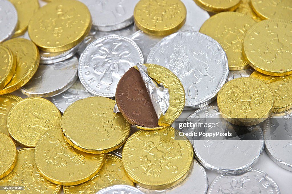 Chocolate Money In Gold and Silver Foil