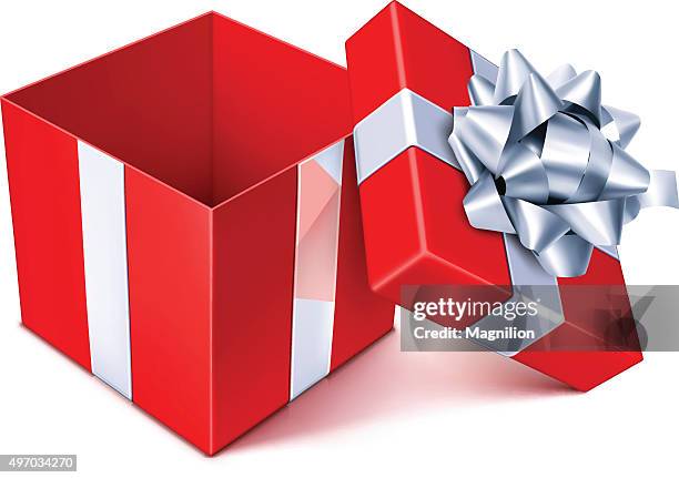 open gift box - red christmas bows stock illustrations