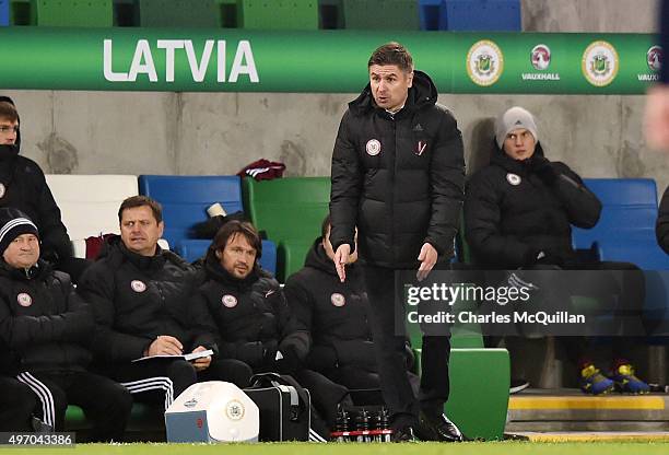 Latvia manager Marian Pahars pictured during the international football friendly between Northern Ireland and Latvia at Windsor Park on November 13,...