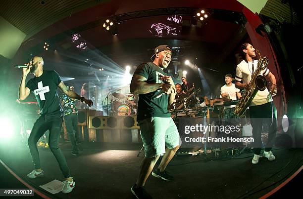 Thomas Jules and DJ Locksmith of the British band Rudimental perform live during a concert at the Astra on November 13, 2015 in Berlin, Germany.